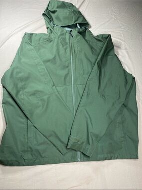 Swiss Tech Men's 2XL Green Hooded Lightweight Rain Jacket